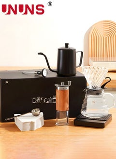 Buy Pour Over Coffee Maker Set Includes 600ml Coffee Kettle, Manual Coffee Grinder, Coffee Scale，Coffee Dripper & Glass Server with 100 Pcs Paper Filter for Pour Over Coffee in UAE