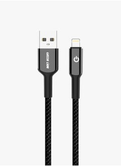 اشتري كابل مضفر من USB-A إلى Lightning 15 وات/ سرعة نقل عالية / متوافق مع مجموعة واسعة / فصل تلقائي / شحن ومزامنة / مؤشر LED / آمن ومضمون / كابل بطول متر واحد / 10000 ثنية - أسود في الامارات