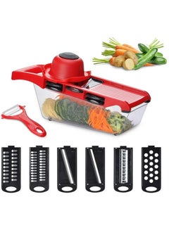 Buy Vegetable Choppers Slicer Dicer, Onion Salad Veggie Chopper Food Cutter Manual Mandoline Slicer, Ribbon and Spiral Slicer with Container, Anti-slip Kitchen Potato Tomato Cutter Julienne in UAE