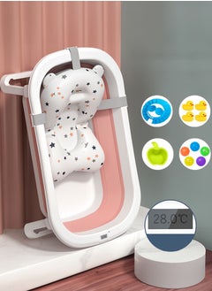 Buy Bathtub Portable With Baby Cushion Shampoo Hat Collapsible Toddler Bath Tub in Saudi Arabia