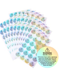 اشتري Holographic Candle Warning Labels, Candle Warning Labels for Soy Wax, Waterproof Candle Caution Stickers, for Candle Jars, Candle Tins Containers Making Supplies (360) في الامارات