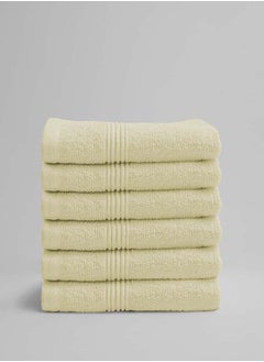 اشتري 6 Pieces Face Towel by La'Marvel, Off White Sweet Corn 550 GSM 100% Cotton Luxury Home Towels في السعودية