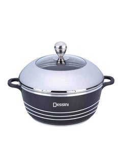 Buy Non-Stick Cooking Pot Black/Silver/Clear in UAE