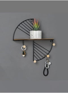 Buy Floating Shelf Wall Mounted Hanging Shelf Fan Shaped for Wall Décor Storage Shelves Metal Bracket and Reclaimed Metal Shelf for Living Room Bedroom Bathroom Kitchen Black in UAE