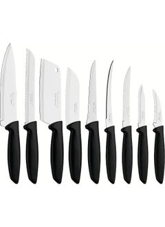 Buy Tramontina Plenus 9 Pieces Knife Set With Stainless Steel Blade And Black Polypropylene Handle in UAE