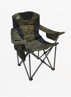 Buy Portable foldable camping chair with bag, black/olive in Saudi Arabia