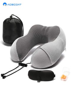 Buy Travel Pillow Memory Foam U Shaped Neck Pillow for Airplane and Car Slow Rebound Ergonomic Design Invisible Zipper Removable and Washable Pillowcase with Storage Bag in Saudi Arabia