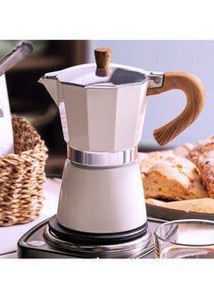 Buy Coffee Pot, Moka Pot Italian Coffee Maker,300ml Stovetop Espresso Maker for Gas or Electric Ceramic Stovetop Camping Manual Cuban Coffee Percolator for Cappuccino or Latte (White) in UAE