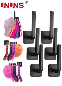 Buy Hat Rack For Hat Storage,6-Pack Multi-Purpose Hat Organizer,Strong Adhesive Hat Hooks For Wall Hat Organizer Baseball Caps,Black in UAE