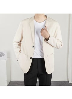 اشتري Spring Autumn Casual Mens Blazer Korean Trendy Loose Fit Jacket Apricot في الامارات