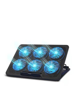 Buy Laptop Cooling Pad, Laptop Cooler Stand with 6 Quiet Cooling Fans and 6 Height Adjustable Dual USB Powered Gaming Laptop Cooling Stand for 12-17 Inch Laptop Computer in Saudi Arabia