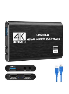 اشتري 4K Video Capture Card, USB 3.0 1080P 60fps HDMI Audio Video Capture Device, Full HD 1080P for Game Recording, Live Streaming Broadcasting في السعودية
