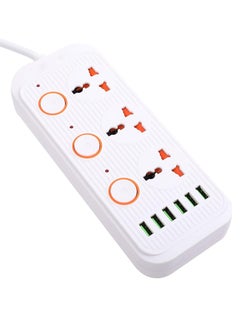 Buy Tycom Power Strip Surge Protector with USB- Extension Cord Flat Plug with Widely 3 AC Outlet and 6 USB, Small Desktop Station with 6 ft Power Cord, Compact Socket (3G6U-A04) in UAE