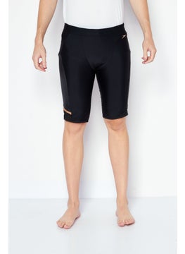 Buy Men Brand Logo Pull On Swim Shorts, Black in UAE