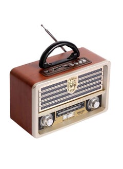 اشتري Retro Radio and Bluetooth Speaker U Disk/TF/DC/AUX/USB Socket Old-Fashioned Radio with Bluetooth for Home Party Camping Travel في الامارات