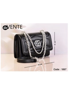 Buy Stitched Cross-Body Bag With Metal Handle Black in Egypt