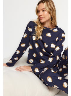 اشتري Navy Blue 100% Cotton Tshirt-Jogger Knitted Pajamas Set THMAW24PT00136 في مصر