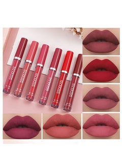 Buy 6 Colors Matte Liquid Lipstick Makeup Set, Matte Velvety Long-Lasting Wear Non-Stick Cup Not Fade Waterproof Lip Gloss in Saudi Arabia