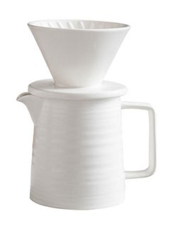 Buy Handmade Ceramic Pour Over Coffee Maker Set,Hand Brewing V60 Size 01 Cone Coffee Filter&500ml Coffee Pot, 1-2 Cup,Premium White in UAE