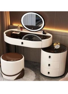 Buy Makeup Vanity Table Dressing Table Flip Mirror With Drawers And Chair 70 CM in UAE