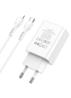 اشتري شاحن C100A PD20W+QC3.0 مع مجموعة شاشة رقمية USB-C إلى Lightning، قابس الاتحاد الأوروبي للشحن السريع لأجهزة iPhone وiPad - أبيض في مصر