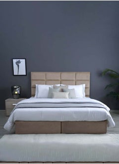 اشتري Olga King Bed Velvet Beige 180x200 cm في الامارات