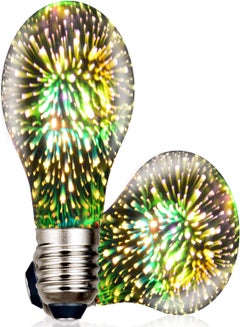 Buy Firework Light Bulb, 3D Fireworks Effect LED Light Bulb Smart Bulbs Multicolor Decorative Ceiling Light Bulb for Party Bedroom Festival Home Disco, E27 4.5W, for Home, Party, Bedroom (2 PCS) in Saudi Arabia
