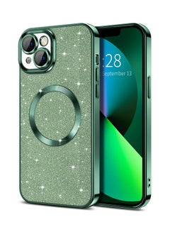 Buy iPhone 13 Case Glitter, Clear Magnetic Phone Cases with Camera Lens Protector [Compatible with MagSafe] Bling Sparkle Plating Soft TPU Shockproof Protective Cover for Women Girls in UAE