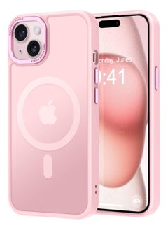 Buy Magnetic Case for iPhone 13/14 6.1 Inch Case Translucent Matte Phone Case Slim Thin Shockproof Anti-Yellow Women Men Girls Boys Protective Cover (Pink) in Egypt