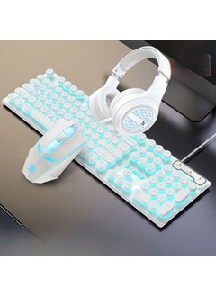 Buy Vintage Punk Keyboard  Mouse for Gaming and Office White blue single Keyboard + Mouse + headset in Saudi Arabia