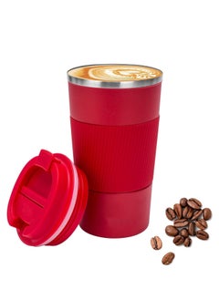 Buy Insulated Coffee Flask, Cup, Mug with Leak Proof Lid - Vacuum Insulation Stainless Steel for Hot & Cold Water Coffee & Tea Black , Anti slip design 380ml : Red in UAE