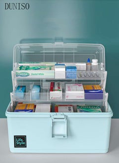 اشتري Medicine Box Plastic Medicine Storage Box Family Emergency Kit Medical Kit 3 Layers Home First Aid Box Child Proof Medicine Box Organizer Pill Case with Compartments and Handle في الامارات