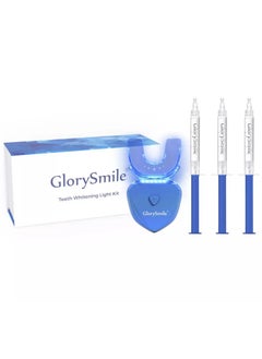 اشتري Teeth Whitening Light Kit 6X LED Lights Accelerator 3V Lithium Battery 3 Gel Syringes Mouth Tray Enamel Safe Whitening Brightening Stain & Plaque Removal Unisex في الامارات