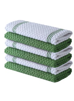 Buy Premium Kitchen Towels – Pack of 6, 100% Cotton 40cm x 70cm Absorbent Dish Towels - 425 GSM Tea Towel, Terry Kitchen Dishcloth Towels- Green Dish Cloth for Household Cleaning by Infinitee Xclusives in UAE