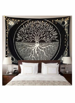 اشتري Black and White Tapestry for Bedroom, Tree of Life Sun Moon Tapestry Wall Hanging Bohemian Tapestry Upholstery Cloth Background Cloth Hanging130*150CM في الامارات