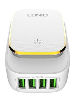 اشتري شاحن سريع للسفر LDNIO A4405 مع أربعة منافذ USB وكابل Lightning - أبيض في مصر