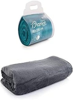 اشتري Mintra Microfiber Blanket, Super Soft, 100% Polyester (180 x 220 cm) - Turquoise + Mintra Home Blanket - Super Soft, 100% Polyester (Dark Grey, 51in x 70in (Small)) في مصر