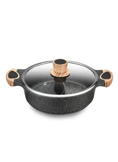 Buy Non-Stick Frying Pan with Lid Black/Clear 24|28|32cm in Saudi Arabia