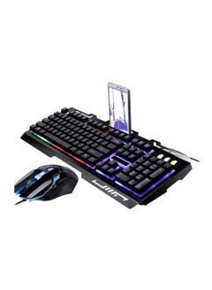 Buy G700 Game Luminous Wired USB Mouse and Keyboard Suit with Rainbow Backlight LED Lights Mechanical Keyboard Gaming Mouse (S-Black) in UAE