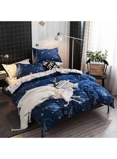 Buy 4-Piece Single Size 400 Thread Count Premium Collection, Printed Bedsheet, Set Includes 1xBedsheet 120*200+25cm, 1xDuvet Cover 160*210cm 2xPillow Case 50x75cm in UAE