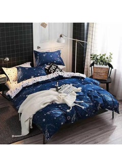 Buy 4-Piece Single Size 400 Thread Count Premium Collection, Printed Bedsheet, Set Includes 1xBedsheet 120*200+25cm, 1xDuvet Cover 160*210cm 2xPillow Case 50x75cm in UAE