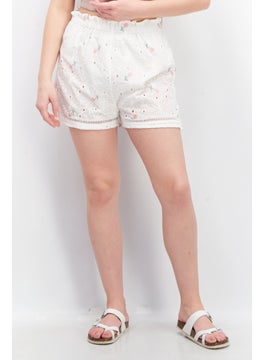 Buy Women Regular Fit Allover Print Basic Short, White Combo in UAE