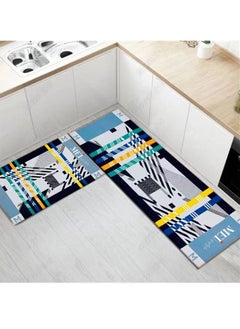 Buy 2 PCS Set Large Kitchen Mats With Thick Non Slip Bottom For Kitchen Floor With Beautiful Design (50×80CM And 50×160CM) in UAE