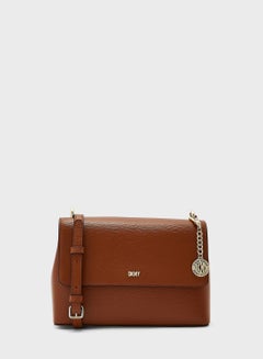 Dkny Ella Logo Mini Flap Shoulder Bag In Chino/coffee