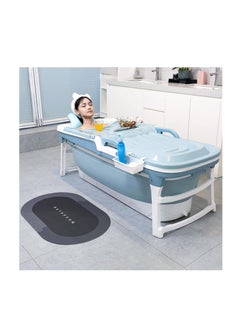Buy Foldable Bathtub – Portable Bathtub for Adults Collapsible Freestanding Bathtub with Drainage – Ergonomic Portable Tub with Foot Massager and Towel Holder in UAE