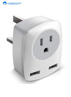 Buy US to UK Plug Adapter, Type G UK Travel Plug Adapter, Ireland Scotland Dubai Power Adapter with 1 Outlets and 2 USB Ports, USA to England London British Qatar Kenya Outlet Converter in Saudi Arabia