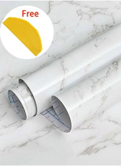 Buy Marble Wallpaper Granite White Peel and Stick Self Adhesive Removable Waterproof Countertop Paper for Cabinet Furniture Kitchen Viny Film, 30x200cm in Saudi Arabia