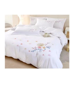 Buy Microfiber Embroidered Soft Quality Comforter Bedding set-King Size 6Pcs 1-PC fitted bedsheet 200 * 200cm,1-PCS Comforter 220 * 240 fixed, 4PCS Super Soft Pillowcases in UAE