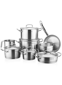 Buy Korkmaz Proline high-quality stainless steel cookware set of 13 pieces in Saudi Arabia