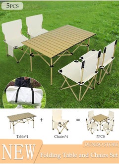 Buy 5PCS Folding Table and Chairs Set, Portable Picnic Long Table with 4 Seats,Camping Table with Easy Carrying Bag for Outdoor Camping Picnic BBQ, Party and Dining in Saudi Arabia